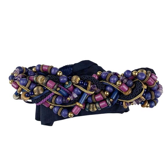 Vintage Carolyn Tanner Designs Belt Beaded Purple Gold Braided Women's One Size - Picture 1 of 8